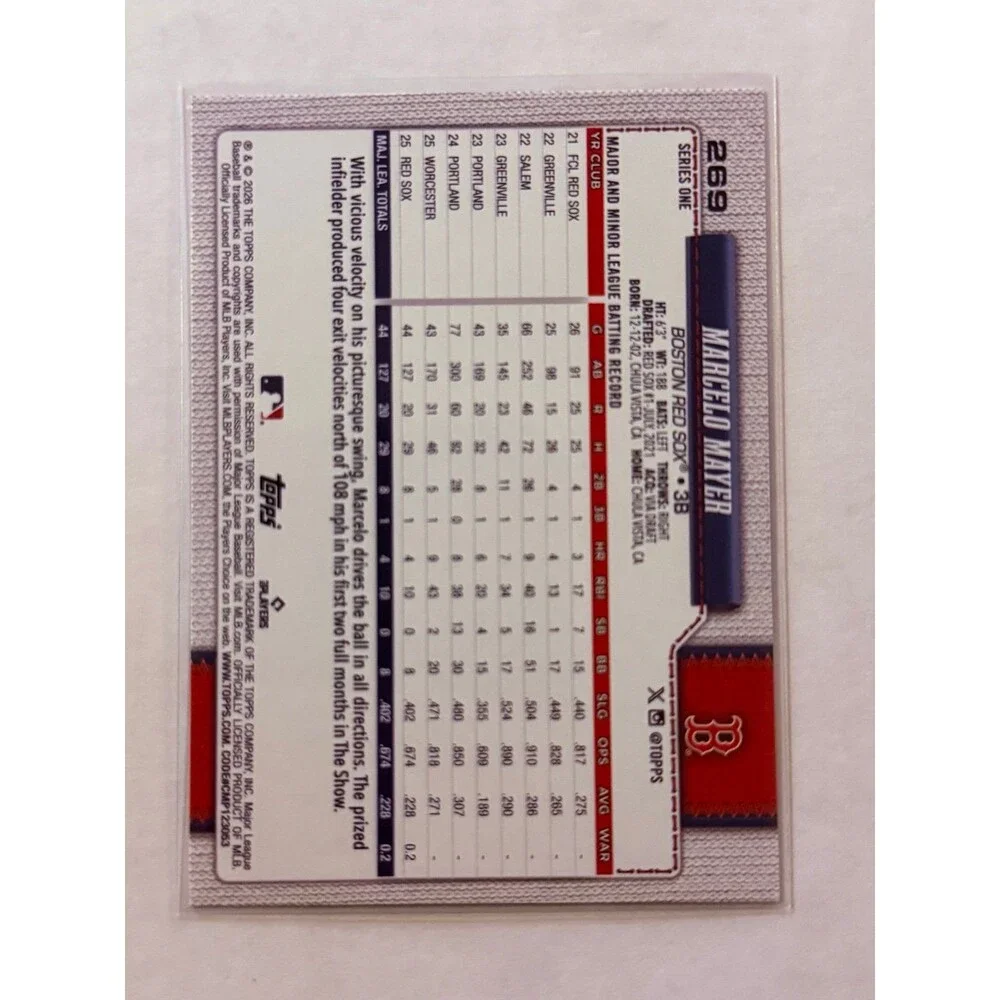2026 Topps Series 1 Foilboard #269 Marcelo Mayer Future Stars Red Sox